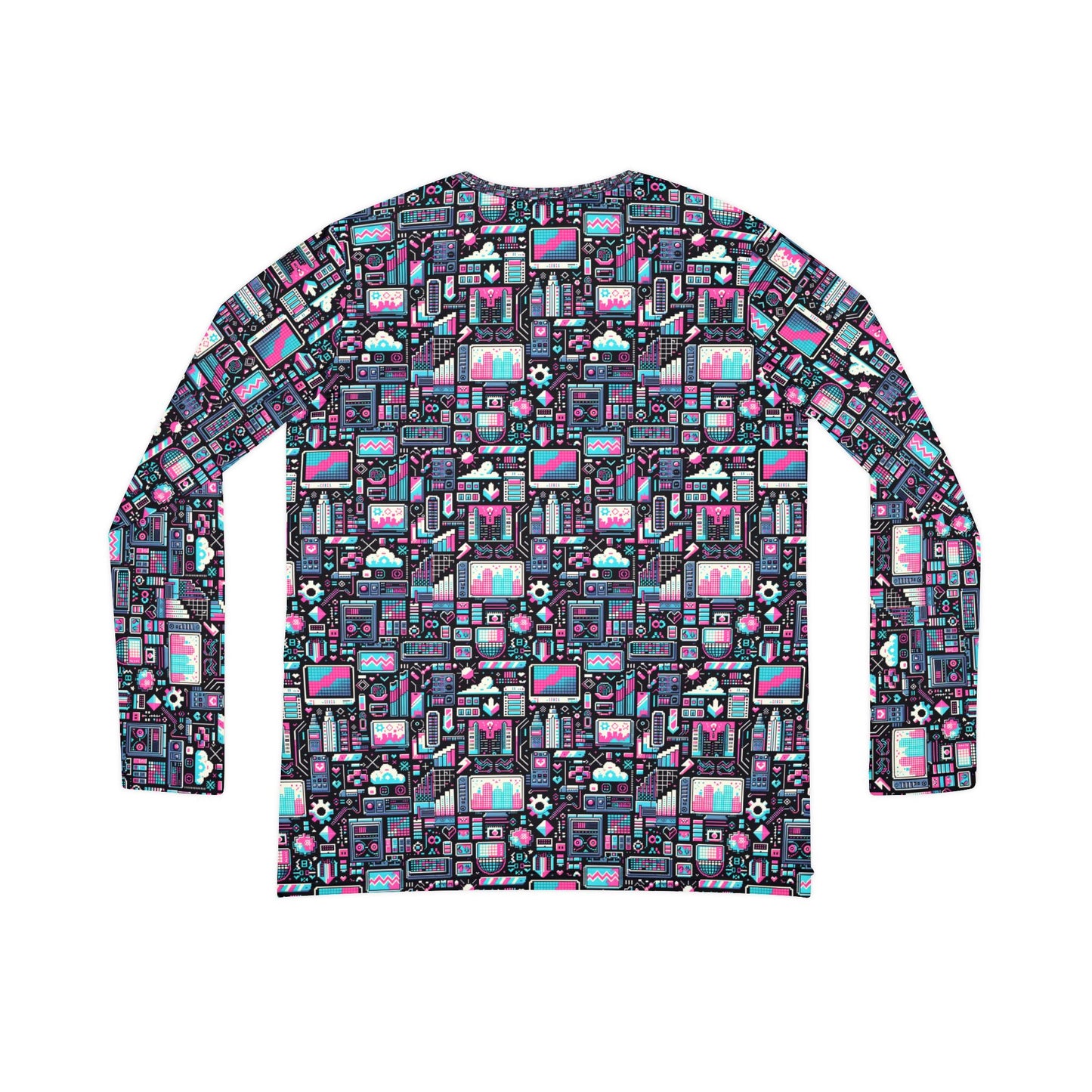 Digital Rebellion Youthful Streetwear with a Rebellious Digital Twist Women's Long Sleeve V-neck Shirt - 8404 Design-71