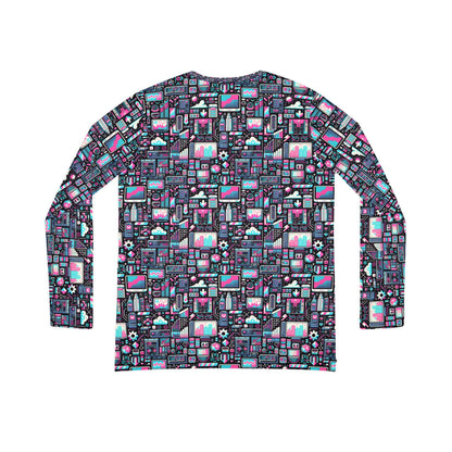 Digital Rebellion Youthful Streetwear with a Rebellious Digital Twist Women's Long Sleeve V-neck Shirt - 8404 Design-71