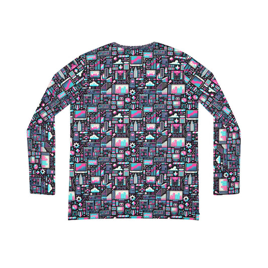 Digital Rebellion Youthful Streetwear with a Rebellious Digital Twist Women's Long Sleeve V-neck Shirt - 8404 Design-71