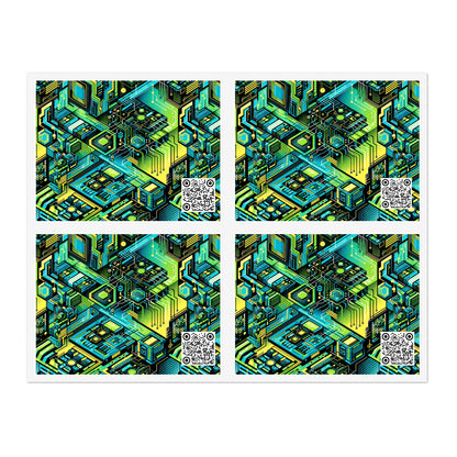 Tech-Infused Neon Tech-Forward Streetwear Sticker Sheets - 8404 Design-38