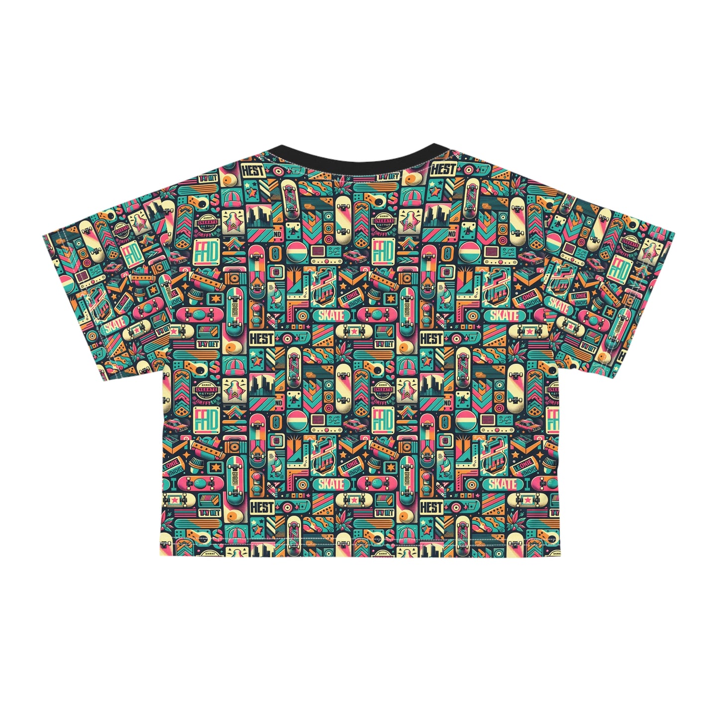 Skate Culture Revival Urban Retro Cool Crop Tee - 8404 Design-61