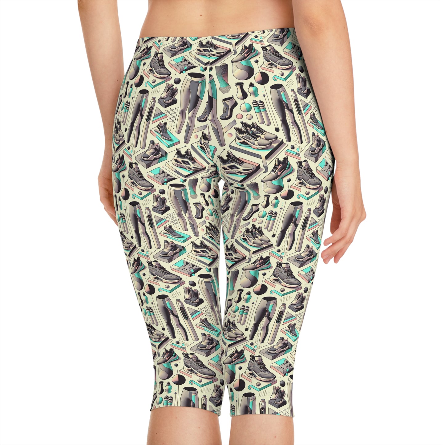 Tech-Infused Athleisure Futuristic Athletic Tech Women's Capri Leggings - 8404 Design-44