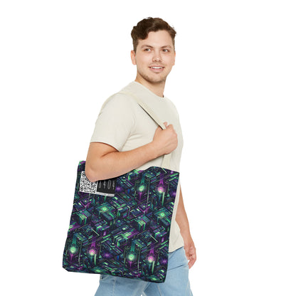 Tech Noir Aesthetics Tech-Forward Urban Dystopia Tote Bag - 8404 Design-43