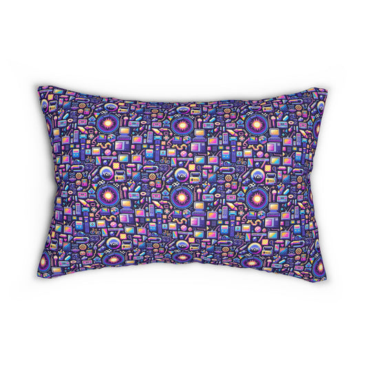 Digital Nostalgia Modern Retro Fusion Spun Polyester Lumbar Pillow - 8404 Design-64 S