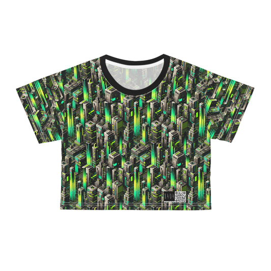 Digital Rebellion Tech-Forward Streetwear Crop Tee - 8404 Design-63