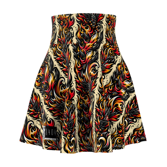 Flame Graphics Maximalist Streetwear Women's Skater Skirt - 8404 Design-65