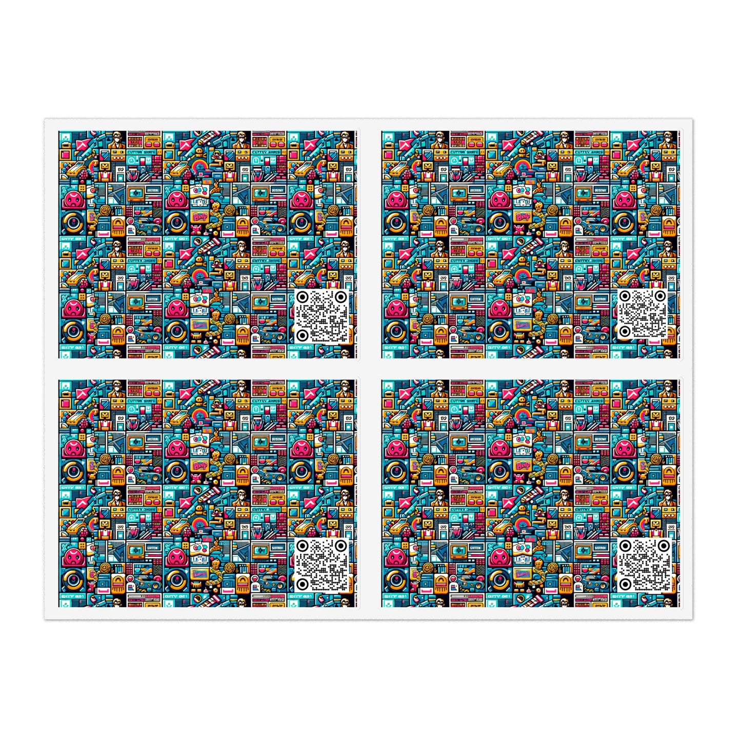 Digital Pop Culture Mashup Maximalist Pop Sticker Sheet - 8404 Design-47