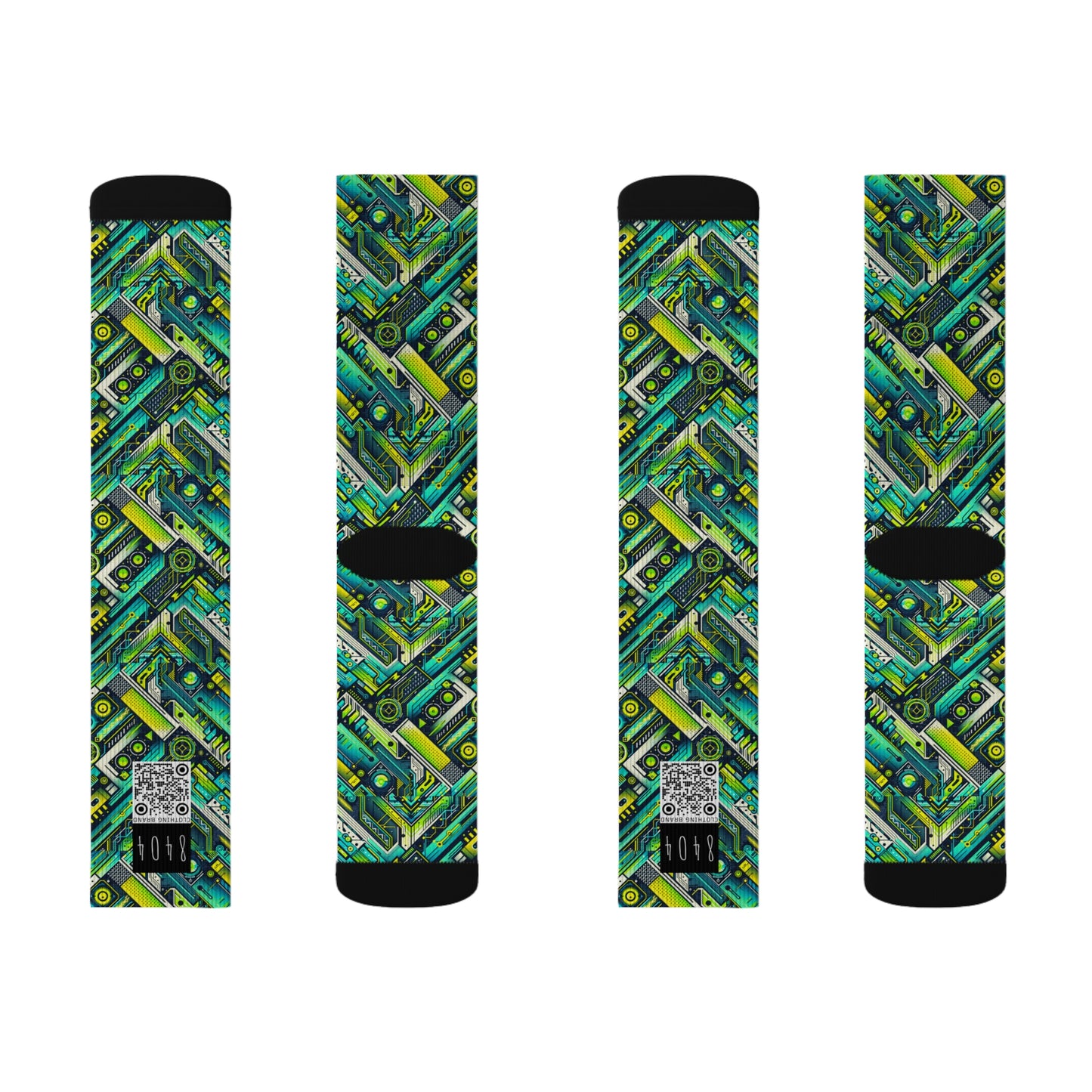 Tech-Infused Neon Tech-Forward Streetwear Sublimation Socks - 8404 Design-52