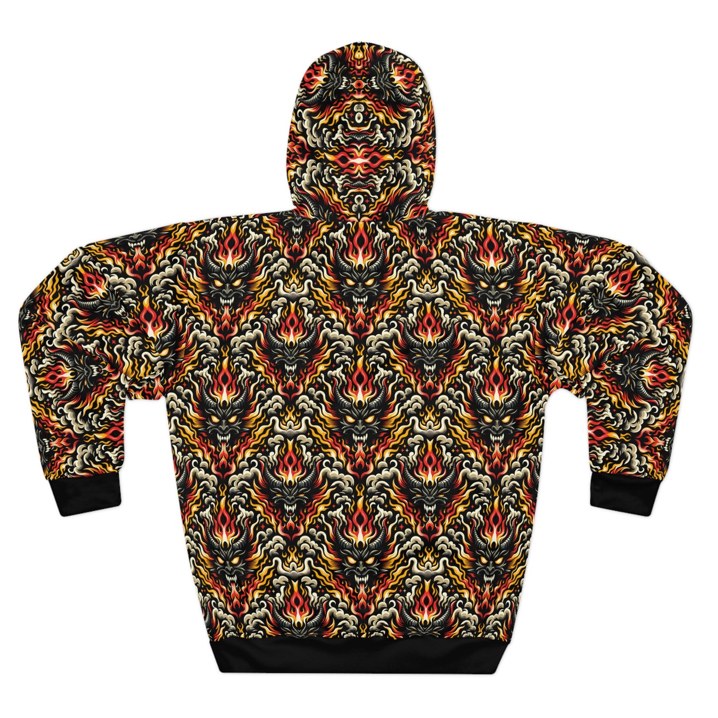 Flame Graphics Maximalist Streetwear Pullover Hoodie - 8404 Design-59