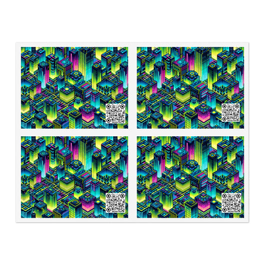 Tech-Infused Neon Tech-Forward Streetwear Sticker Sheets - 8404 Design-65