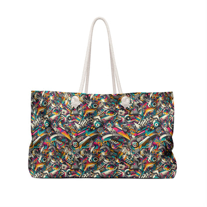 Urban Graffiti Fusion Eclectic Street Art Meets Modern Tech Culture Weekender Bag - 8404 Design-55