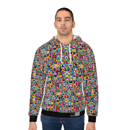 Neon Pop Playful Pop Culture Mashup Pullover Hoodie - 8404 Design-60