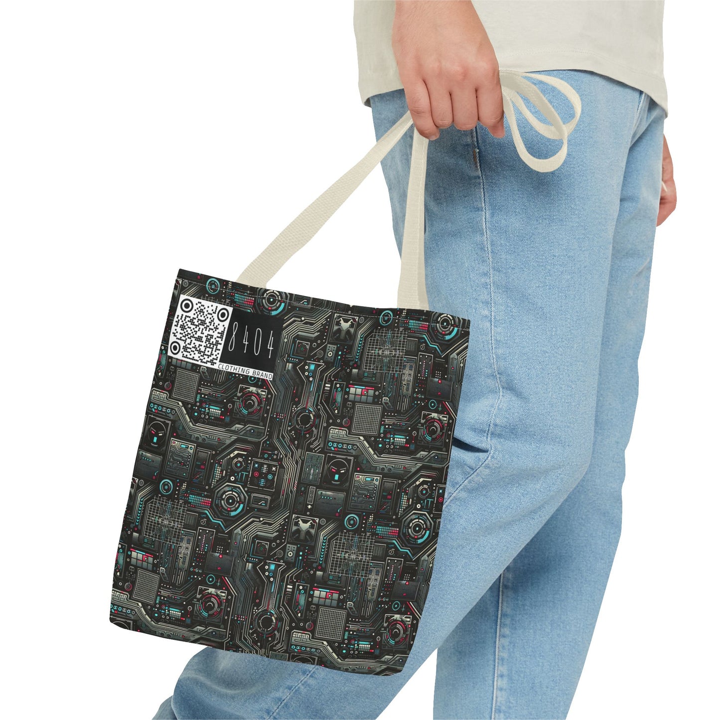 Tech Noir Aesthetics Sleek Tech Streetwear Tote Bag - 8404 Design-52