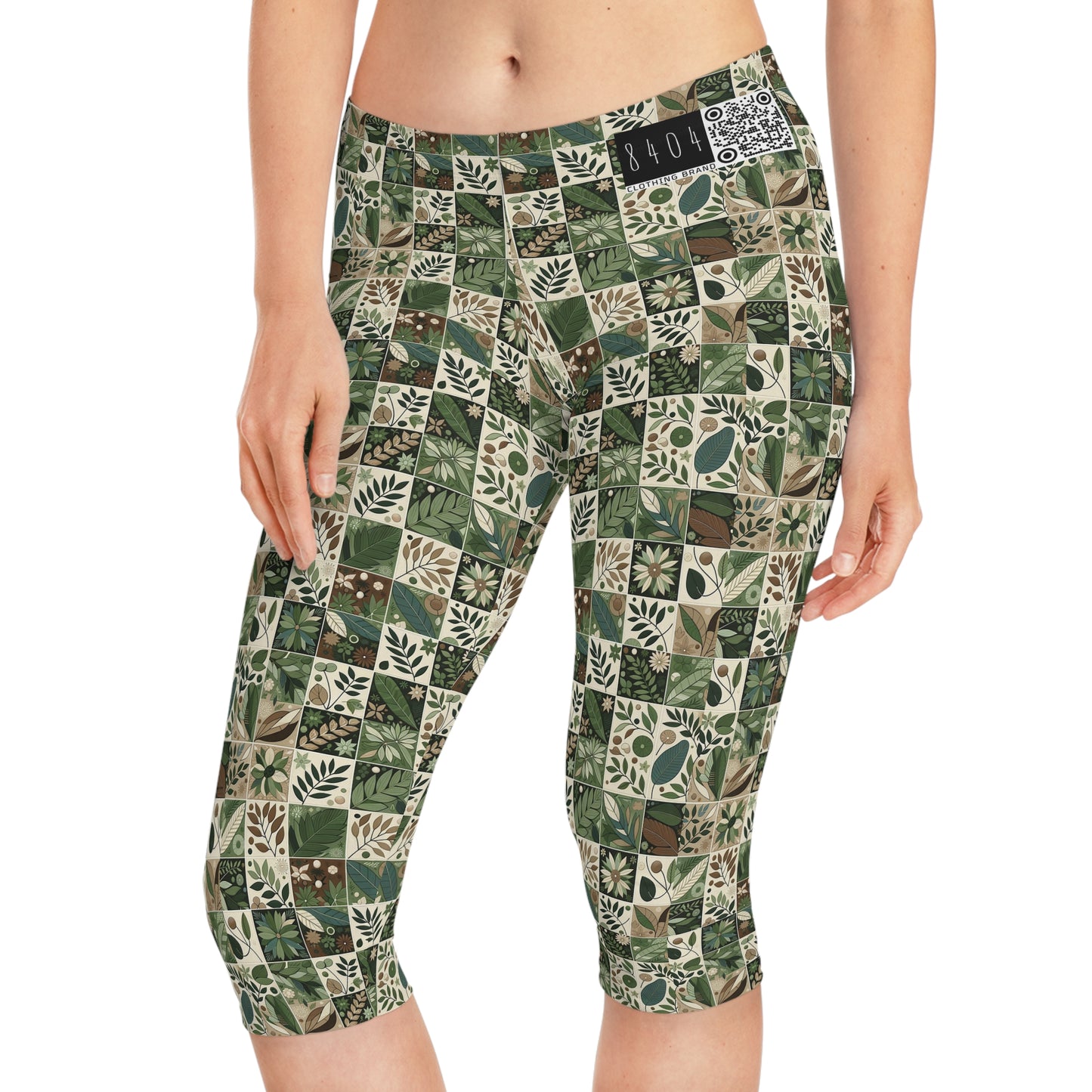Streetwear Sustainability Environmentally Conscious Streetwear with a Natural Aesthetic Women's Capri Leggings - 8404 Design-57