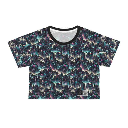 Digital Rebellion Tech-Inspired Streetwear Crop Tee - 8404 Design-51