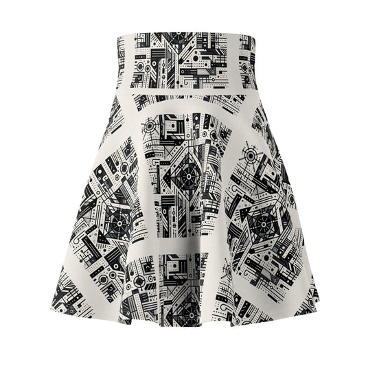 Digital Minimalism Minimalist Tech Women's Skater Skirt - 8404 Design-47