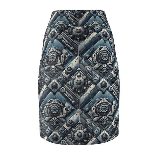 Tech Utility Fusion Tech-Forward Utility With a Futuristic Edge Women's Pencil Skirt - 8404 Design-43