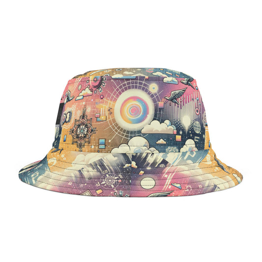 Digital Dreamland Whimsical and Nostalgic Streetwear With a Digital Twist Bucket Hat - 8404 Design-69