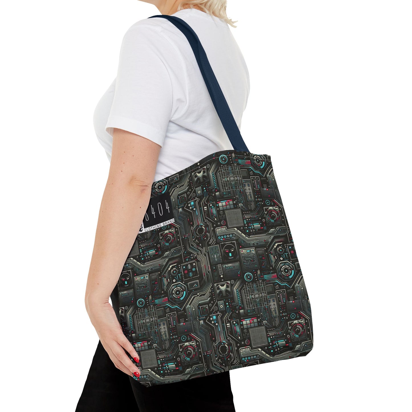Tech Noir Aesthetics Sleek Tech Streetwear Tote Bag - 8404 Design-52