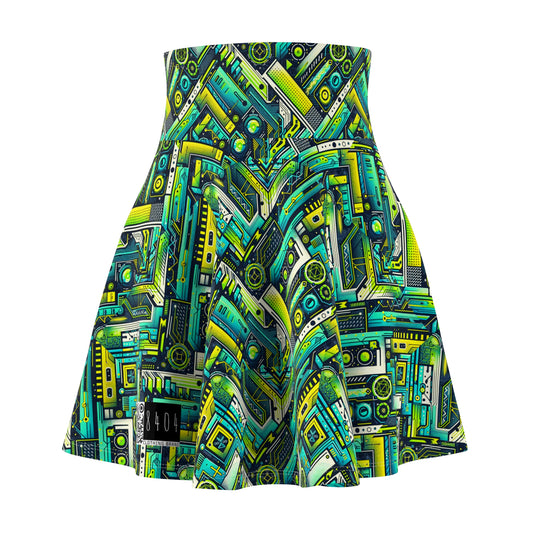 Tech-Infused Neon Tech-Forward Streetwear Women's Skater Skirt - 8404 Design-52