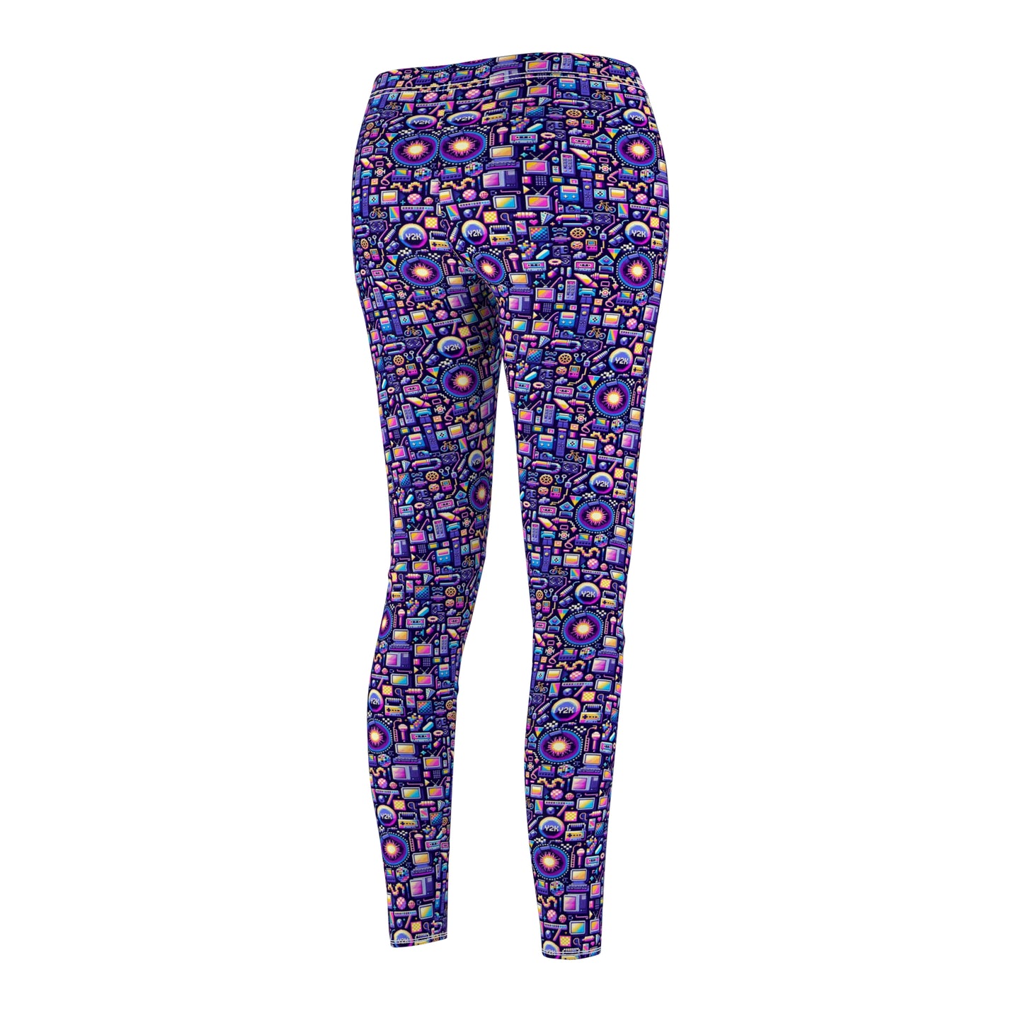 Digital Nostalgia Modern Retro Fusion Women's Cut & Sew Casual Leggings - 8404 Design-64