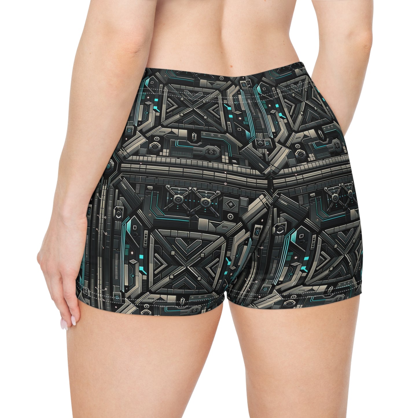 Tech Noir Futuristic Tech Aesthetic with a Dark Twist Women's Shorts - 8404 Design-59