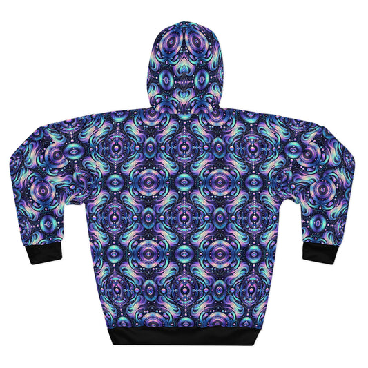 Iridescent Tech Fusion Tech-Forward Streetwear Pullover Hoodie - 8404 Design-62