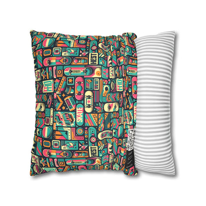 Skate Culture Revival Urban Retro Cool Faux Suede Square Pillowcase - 8404 Design-61