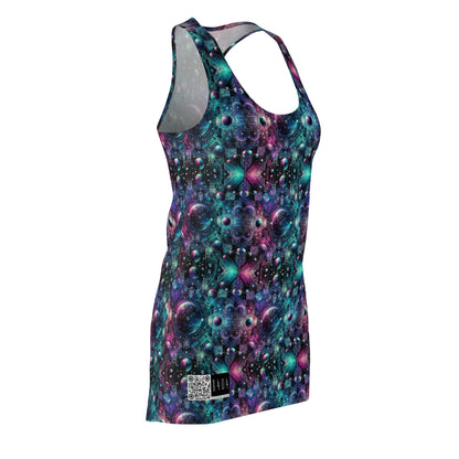 Galactic Hues Tech-Forward Cosmic Fusion Women's Cut & Sew Racerback Dress - 8404 Design-59
