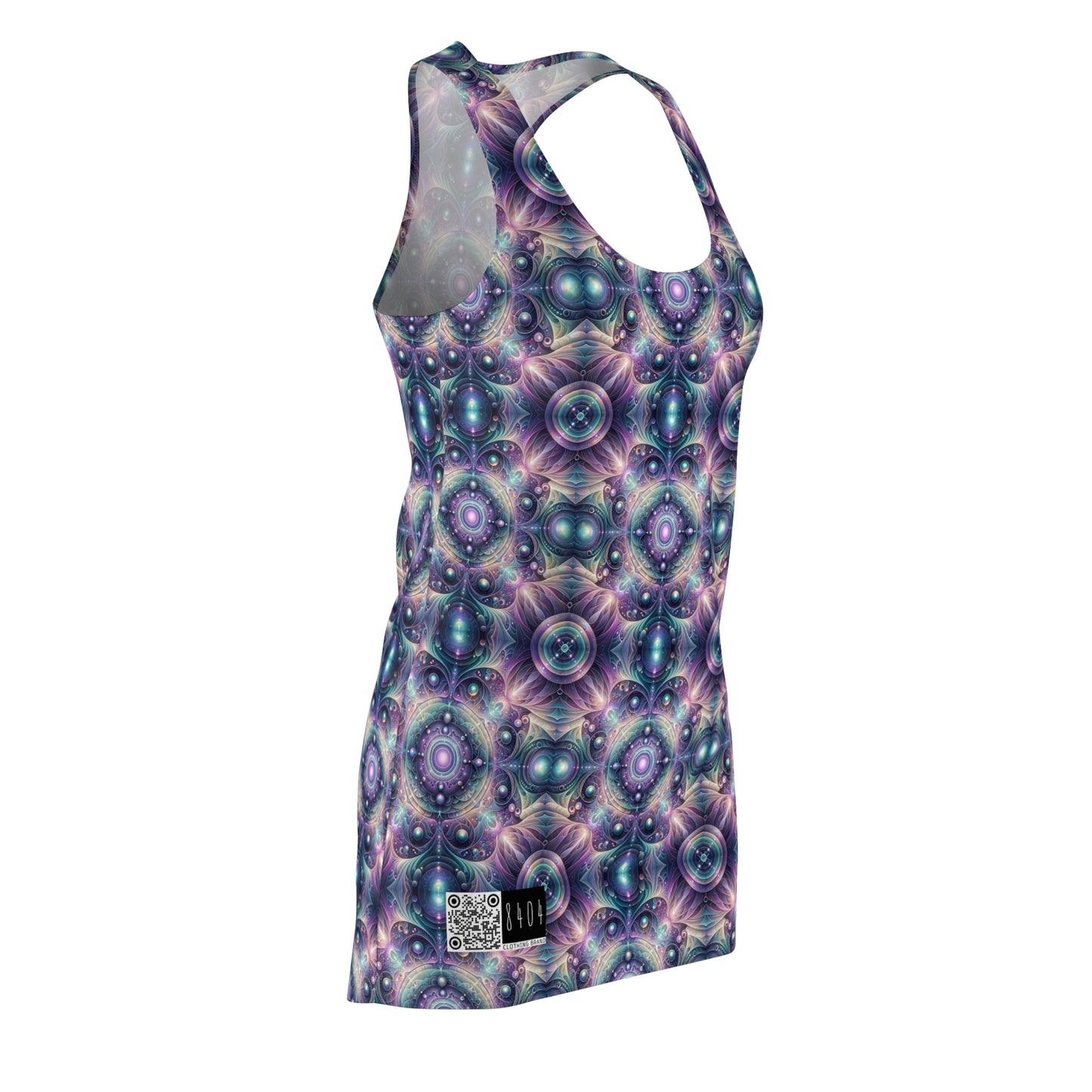 Iridescent Tech Fusion Tech-Forward Streetwear Women's Cut & Sew Racerback Dress - 8404 Design-61