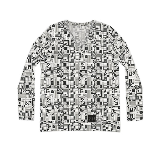 Digital Minimalism Minimalist Tech Women's Long Sleeve V-Neck Shirt - 8404 Design-43