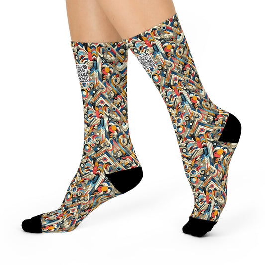 Abstract Graphic Art Modern Artistic Expression Cushioned Crew Socks - 8404 Design-62