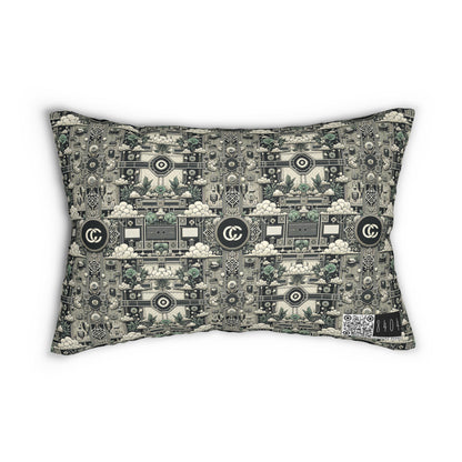 Cyber Garden Party Tech Garden Extravaganza Spun Polyester Lumbar Pillow - 8404 Design-54 B