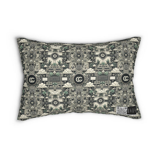 Cyber Garden Party Tech Garden Extravaganza Spun Polyester Lumbar Pillow - 8404 Design-54 B
