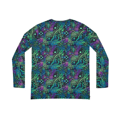 Tech-Infused Neon Tech-Forward Streetwear Women's Long Sleeve V-Neck Shirt - 8404 Design-66