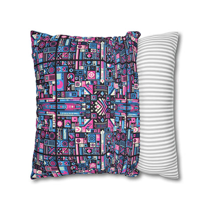 Digital Rebellion Youthful Streetwear with a Rebellious Digital Twist Spun Polyester Square Pillowcase - 8404 Design-65
