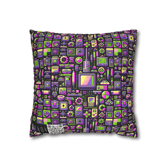 Digital Nostalgia Remix Modern Vintage Fusion Faux Suede Square Pillowcase - 8404 Design-67