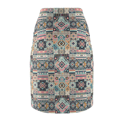 Digital Artisanal Fusion Digital Artisanal Women's Pencil Skirt - 8404 Design-55