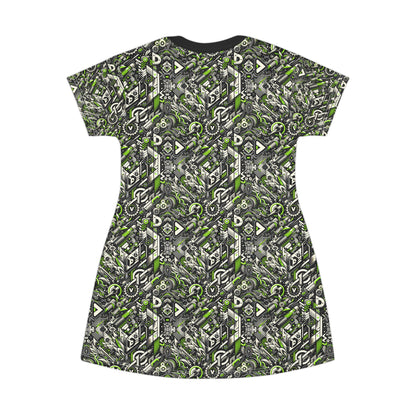 Graffiti Tech Fusion Bold Streetwear Fusion T-Shirt Dress - 8404 Design-59