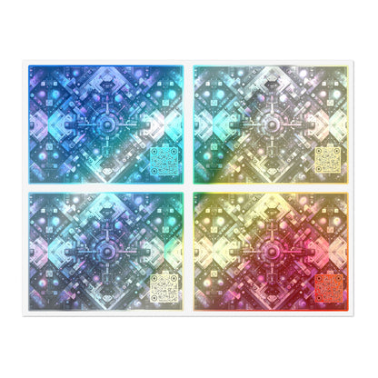Galactic Hues Tech-Forward Cosmic Fusion Sticker Sheets - 8404 Design-54
