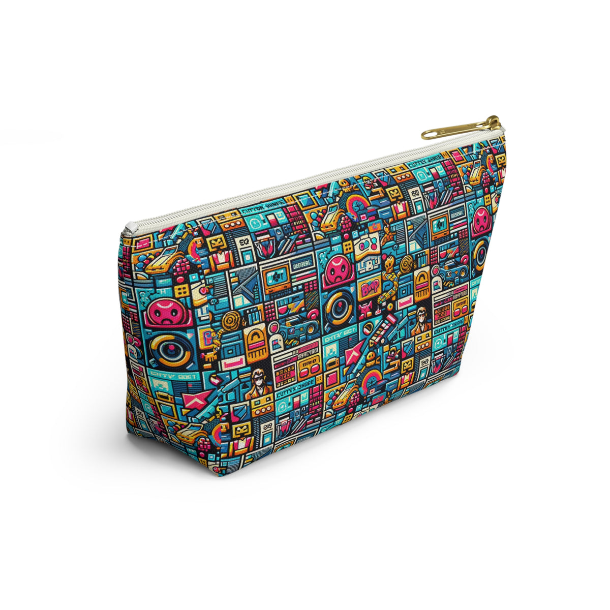 Digital Pop Culture Mashup Maximalist Pop Accessory Pouch W T-bottom - 8404 Design-47