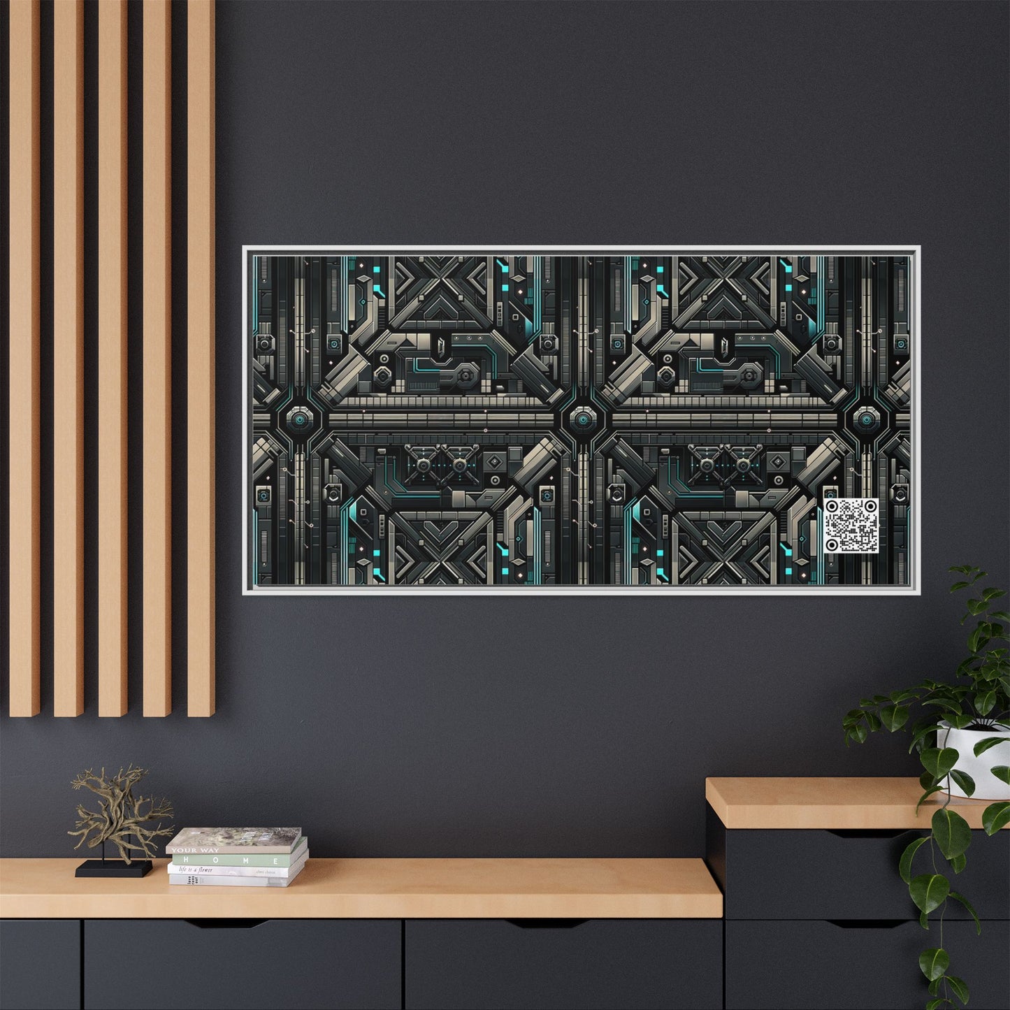 Tech Noir Futuristic Tech Aesthetic with a Dark Twist Matte Canvas, Framed (multi-color) - 8404 Design-59 B