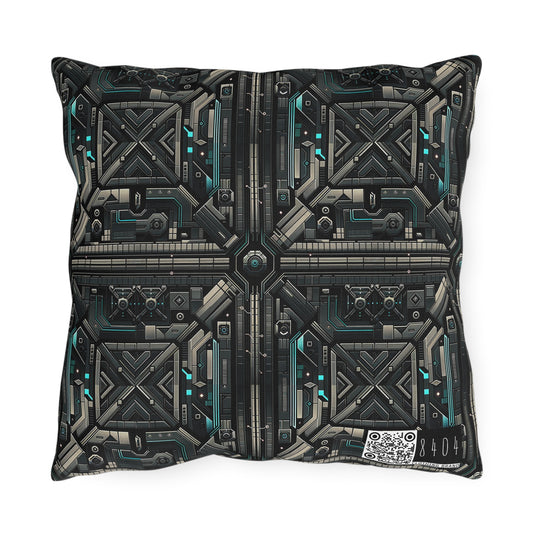 Tech Noir Futuristic Tech Aesthetic with a Dark Twist Outdoor Pillow - 8404 Design-59