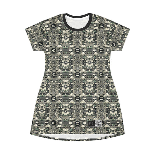 Cyber Garden Party Tech Garden Extravaganza T-Shirt Dress - 8404 Design-54