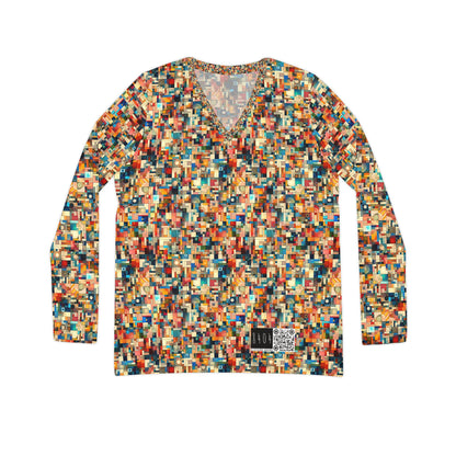 Digital Artistic Expression Artistic Streetwear Women's Long Sleeve V-Neck Shirt - 8404 Design-46