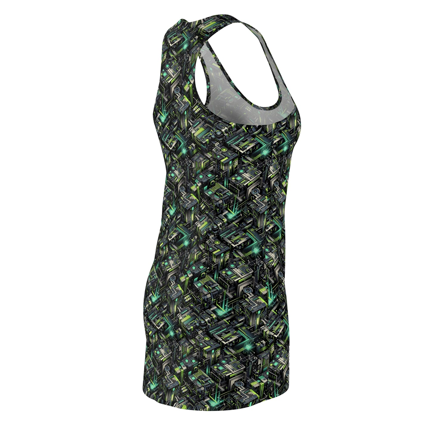 Tech-Infused Graphics Tech-Forward Streetwear Women's Cut & Sew Racerback Dress - 8404 Design-47
