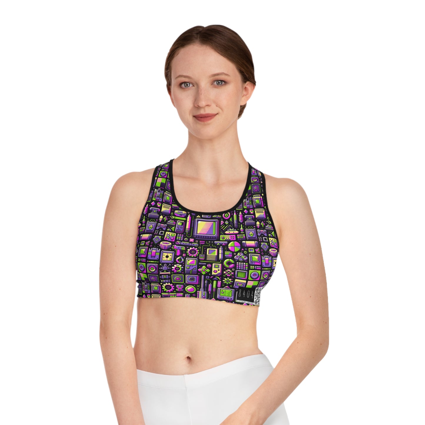 Digital Nostalgia Remix Modern Vintage Fusion Sports Bra - 8404 Design-67