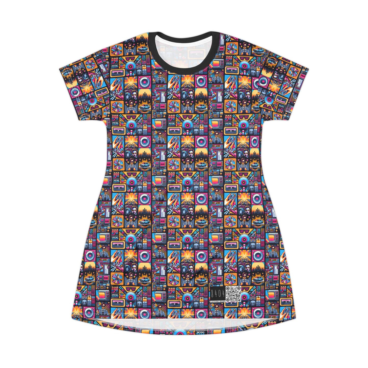 Digital Pop Culture Mashup Maximalist Pop T-shirt Dress - 8404 Design-52