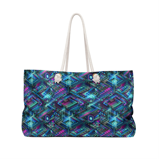 Digital Dreamland Futuristic Tech Aesthetic Weekender Bag - 8404 Design-42