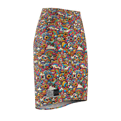 Neon Pop Playful Pop Culture Mashup Women's Pencil Skirt - 8404 Design-62